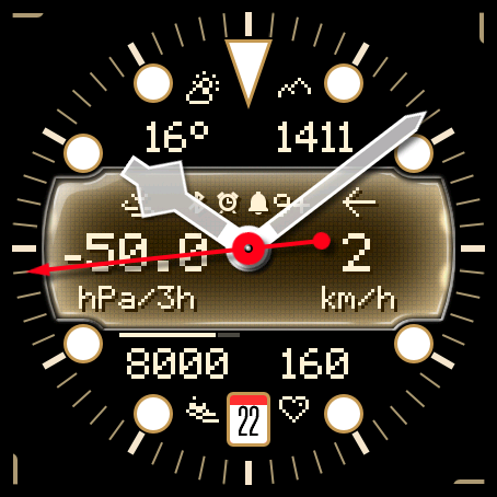 Crosswind watch face