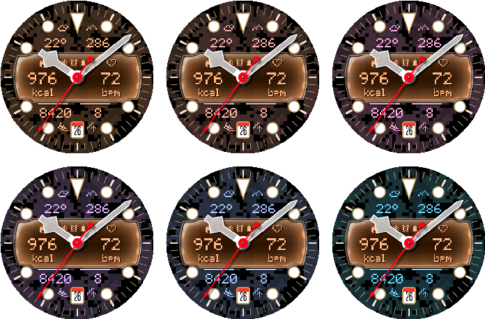 Crosswind outer data colors Orange through Ice Blue