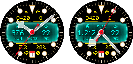 Crosswind Digital Window Center automatically below upper hands at 10:08 and above lower hands at 07:23