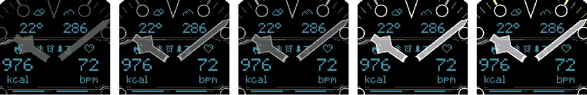 Five Crosswind AOD hand brightness levels