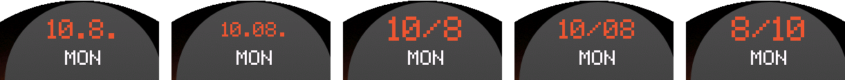 NXT.01 Modernist LITE — Date formats 1–5.