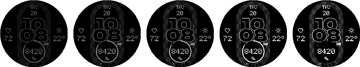 NXT.01 Modernist LITE — Five AOD Look brightness levels.