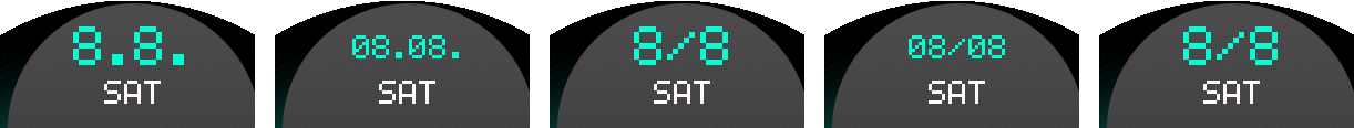 NXT.01 Modernist PRO — Date formats 1–5.