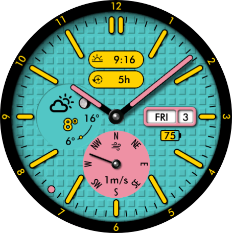 Analog Pop GMT watch face preview 7