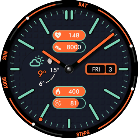 Analog Pop GMT watch face preview 2