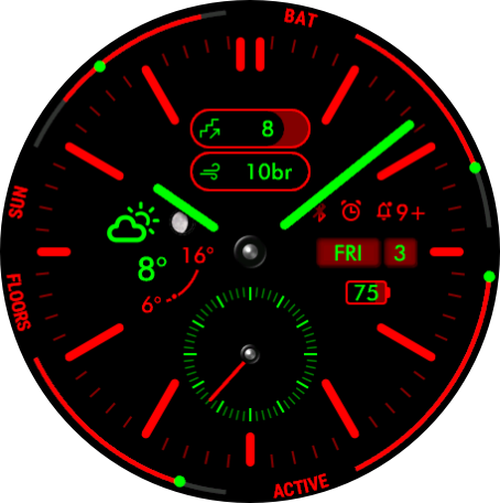 Analog Pop GMT watch face preview 6