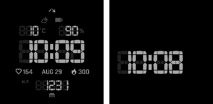Vertical Segment — Full and Minimal AMOLED AOD layouts.
