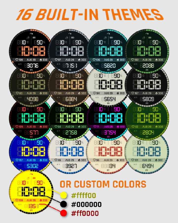 Vertical Segment — Sixteen themes and custom colors.