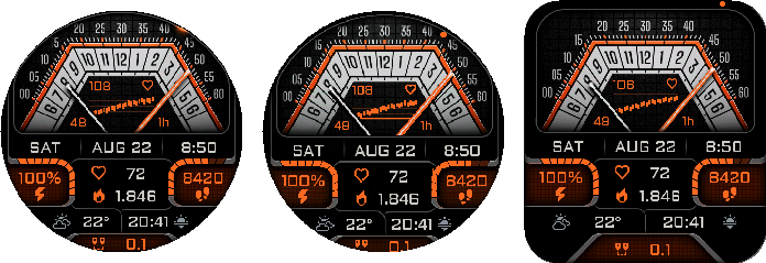 Volta — Default layout across the three screenshot devices.